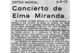 Crítica Musical Concierto de Elma Miranda