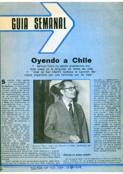Oyendo a Chile Guía Semanal