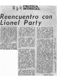 Crítica Musical Reencuentro con Lionel Party