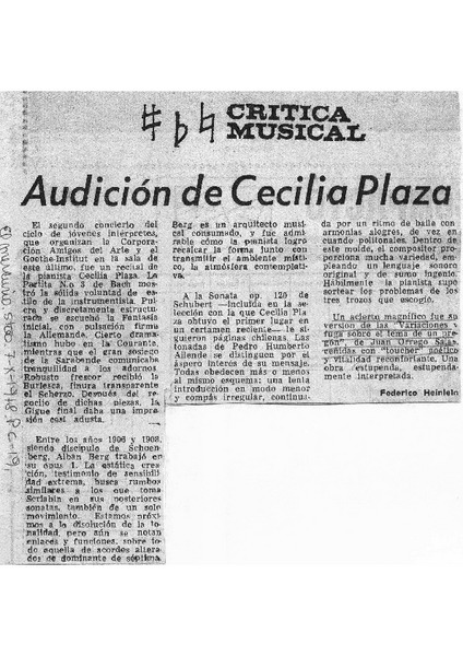 Crítica Musical Audición de Cecilia Plaza
