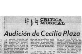 Crítica Musical Audición de Cecilia Plaza