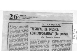 Crítica Musical "Festival de Música Contemporánea" (1a. Parte)