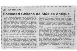 Crítica Musical Sociedad Chilena de Música Antigua