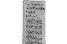 Los programas de la educación musical chilena (I)