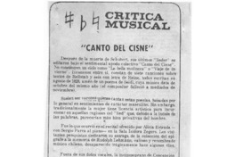 "Canto del Cisne" Crítica Musical