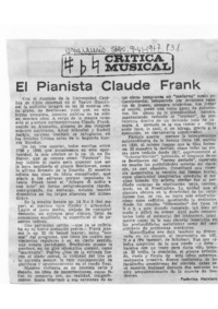 El Pianista Claude Frank Crítica Musical