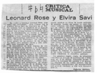 Leonard Rose y Elvira Savi Crítica Musical