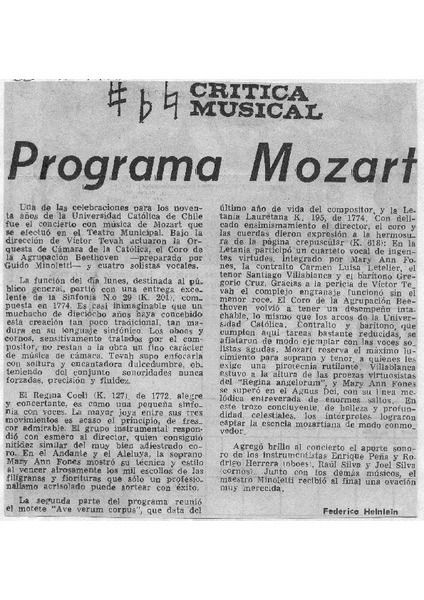 Programa Mozart Crítica Musical