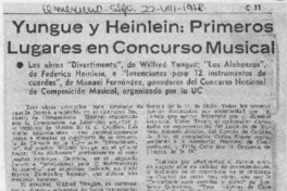 Yungue y Heinlein: Primeros Lugares en Concurso Musical