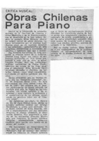 Obras Chilenas para Piano Crítica Musical