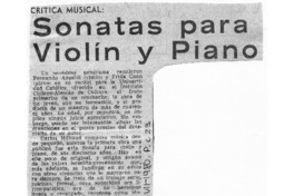 Sonatas para Violín Piano Crítica Musical