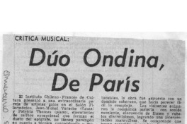 Dúo Ondina, de París Crítica Musical