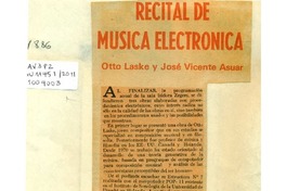Recital de música electrónica Otto Laske y José Vicente Asuar