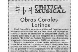 Obras Corales Latinas Crítica musical