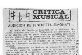 Audición de Benedetta Simonati Crítica Musical