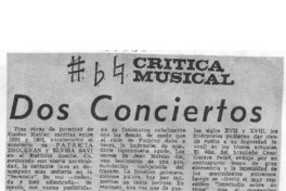 Dos Conciertos Crítica Musical