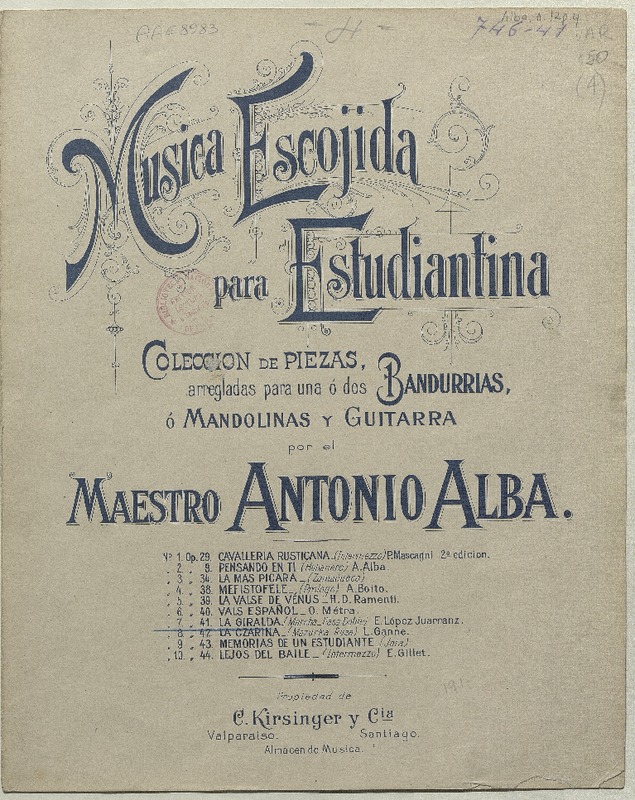 La Giralda marcha andaluza ; arreglada para una o dos bandurrias o mandolinas y guitarra [música] : E. López Juarranz ; arreglada por Antonio Alba.