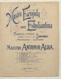 Serénade valse espagnol ; arreglada para una o dos bandurrias o mandolinas y guitarra [música] : por O. Métra ; arreglada para estudintina por Antonio Alba.