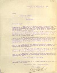 Carta. 1927 septiembre 3. Luis Omar Cáceres.