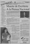 Muerte de escritora a la prensa nacional  [artículo] Luis Herrera Sandoval.
