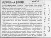 Lucrecia y Judith  [artículo] Eduardo Guerrero.