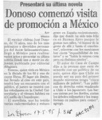 Donoso comenzó visita de promoción a México  [artículo].