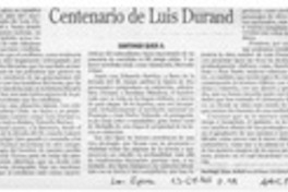 Centenario de Luis Durand  [artículo] Santiago Quer A.