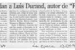 Recuerdan a Luis Durand, autor de "Frontera"  [artículo].