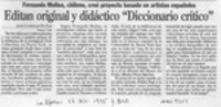 Editan original y didáctico "Diccionario crítico"  [artículo] Juan Cavestany.