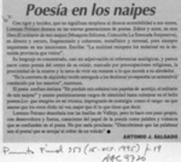 Poesía en los naipes  [artículo] Antonio J. Salgado.