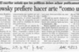 Jodorowsky prefiere hacer arte "como un loco"  [artículo] Aníbal Barrera.