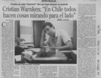 Cristián Warnken, "En Chile todos hacen cosas mirando para el lado"  [artículo] Jorge Ramírez.
