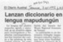 Lanzan diccionario en lengua mapudungún  [artículo].
