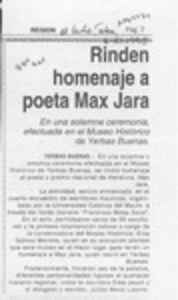 Rinden homenaje a poeta Max Jara  [artículo].