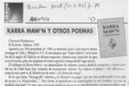 Karra maw'n y otros poemas  [artículo] Floridor Pérez.