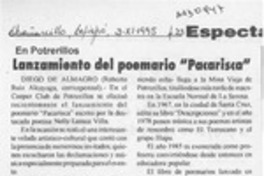 Lanzamiento del poemario "Pacarisca"  [artículo].