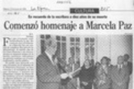 Comenzó homenaje a Marcela Paz  [artículo] R. V.