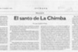 El santo de La Chimba  [artículo] Juan Guillermo Prado.