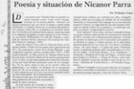 Poesía y situación de Nicanor Parra  [artículo] Wellington Rojas Valdebenito.