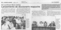 Lanzamiento de diccionario mapuche  [artículo].
