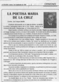 La poetisa María de la Cruz  [artículo] José Vargas Badilla.
