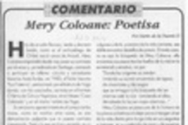 Mery Coloane, poetisa  [artículo] Darío de la Fuente D.