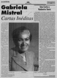 Gabriela Mistral, cartas inéditas  [artículo].