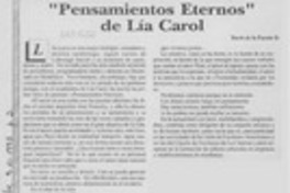 "Pensamientos eternos" de Lía Carol  [artículo] Darío de la Fuente D.