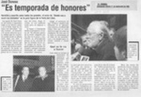 "Es temporada de honores"  [artículo].