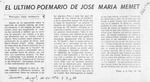 El último poemario de José María Memet  [artículo] Wellington Rojas Valdebenito.