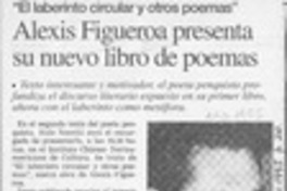 Alexis Figueroa presenta su nuevo libro de poemas  [artículo].