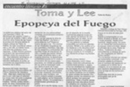 Epopeya del fuego  [artículo] Juan Antonio Massone.