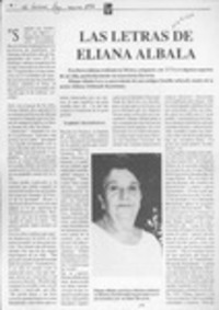 Las letras de Eliana Albala  [artículo] Carola Meyer.