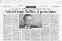 Falleció Jorge Teillier, el poeta lárico  [artículo].